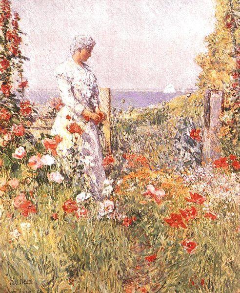 Childe Hassam Thaxter in Her Garden china oil painting image